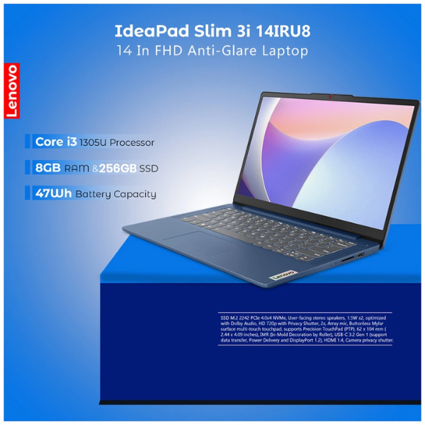 Lenovo IdeaPad Slim 3 14IRU8 Intel Core i3-1315U 8GB RAM 256GB SSD 14 Inch FHD Display Laptop - Image 5