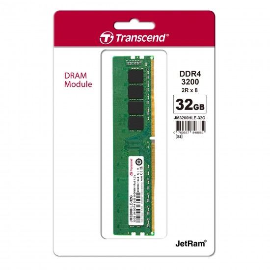 Transcend JetRAM 32GB DDR4 3200MHz U-DIMM Desktop RAM