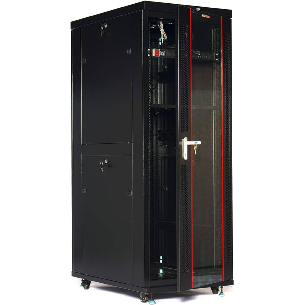 Safenet 32U (600x1000)mm Glass Front Door Network Rack - SCG-6132