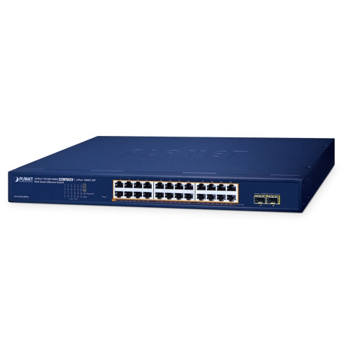 24-Port 10/100/1000T 802.3at PoE + 2-Port 1000X SFP Web Smart Ethernet Switch GS-2210-24P2S Switch