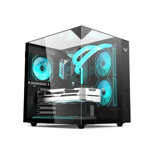 Value-Top ATX Gaming Casing 2 Pcs Tempered Glass Dual Chamber Modular Structure 0.6mm Thickness PC
