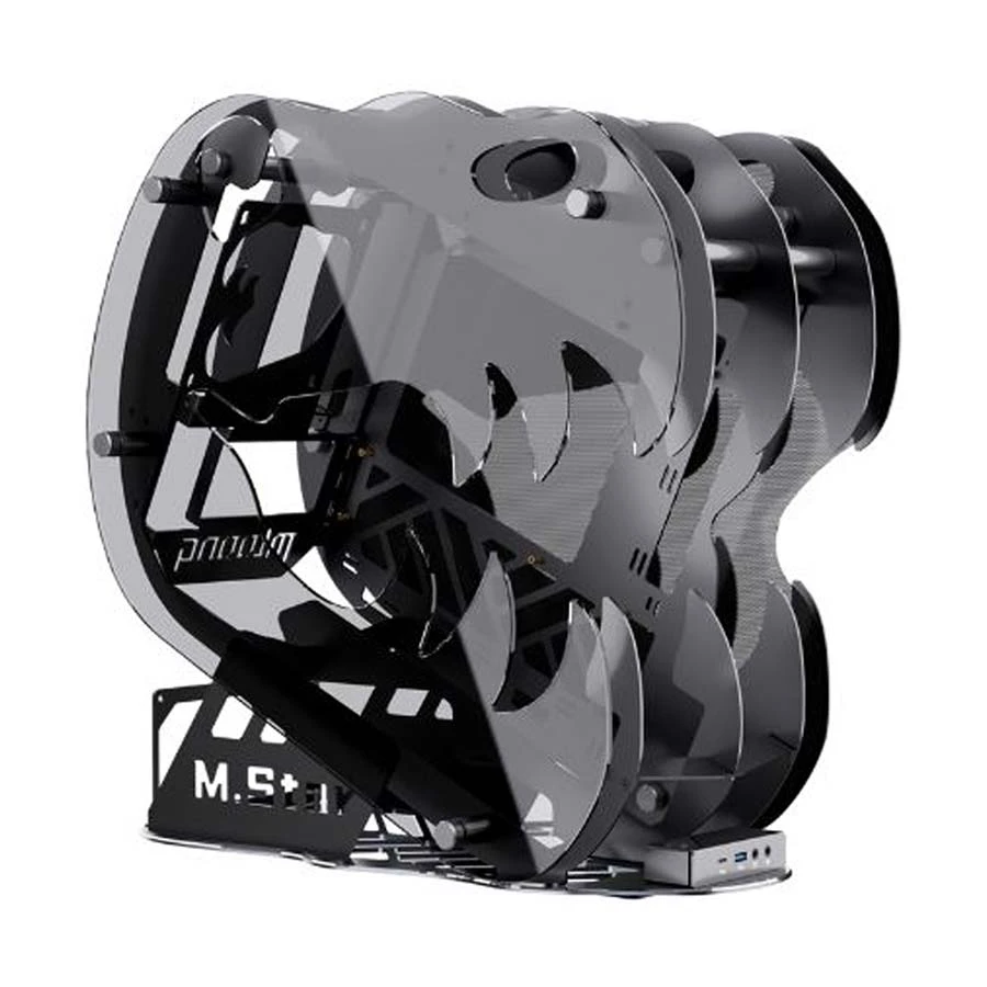 Mloong M.Star Mini Tower Micro-ATX Tempered Glass Window Black Open-Frame Gaming Desktop Casing