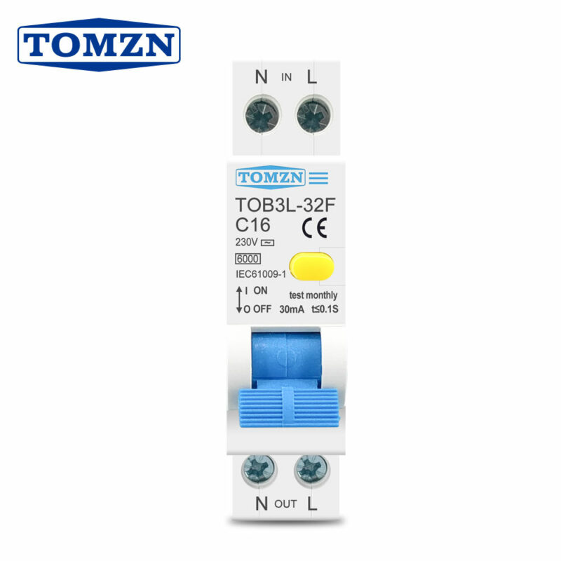 TOMZN TOB3L-32F RCBO 1P+N Residual Current Circuit Breaker – Overload, Short Circuit & Earth Fault Protection