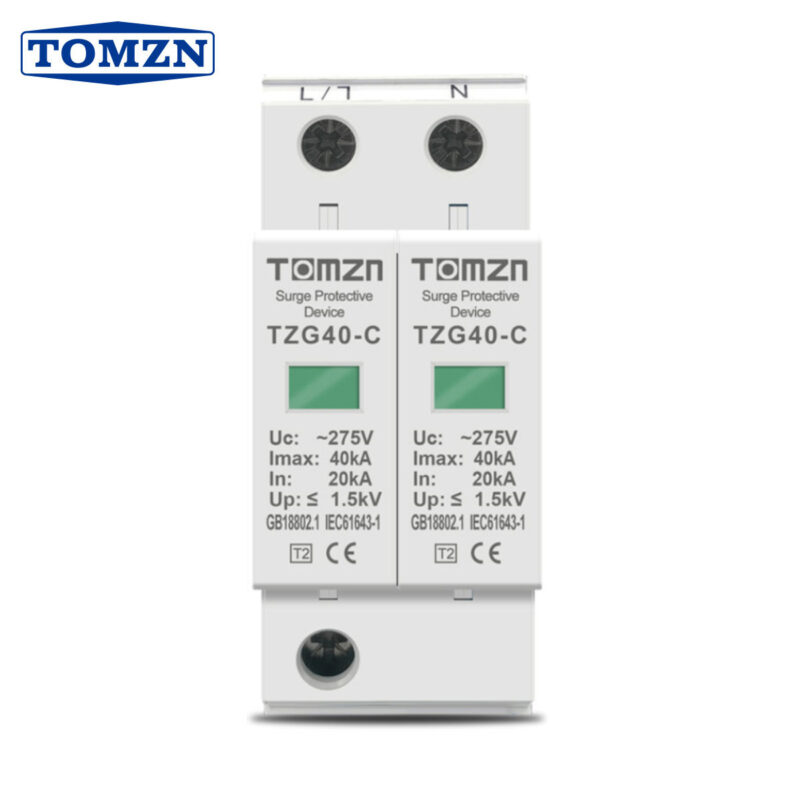 TOMZN TZG40-C 2P AC SPD 275V Surge Protector 20kA–40kA Low-voltage Arrester Device