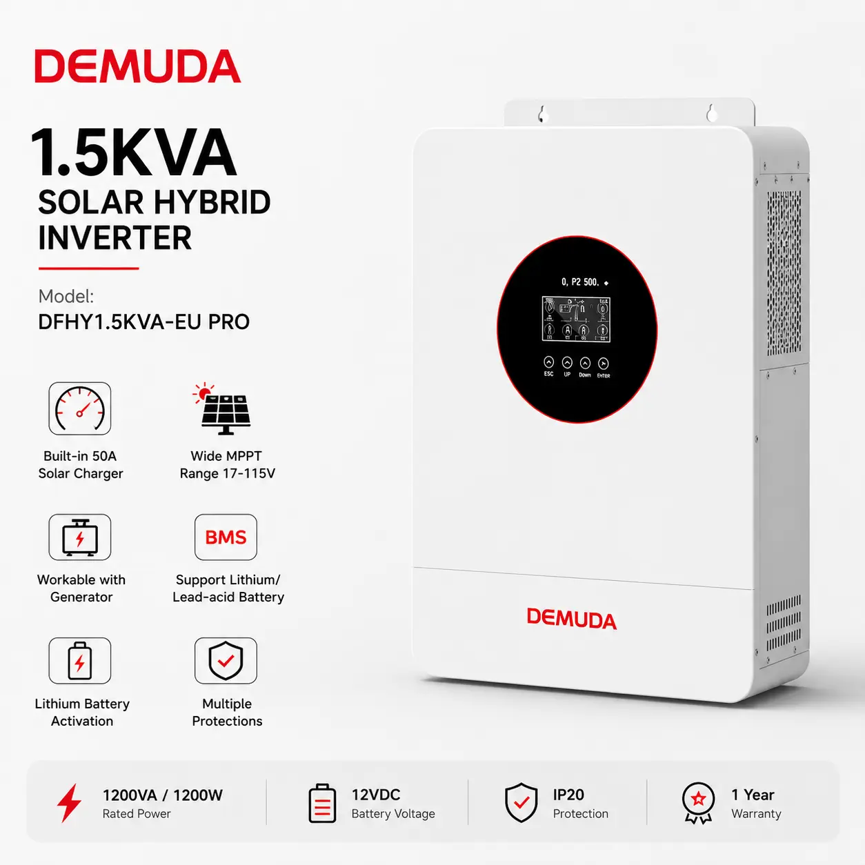 DEMUDA 1.5KVA Hybrid Solar Inverter