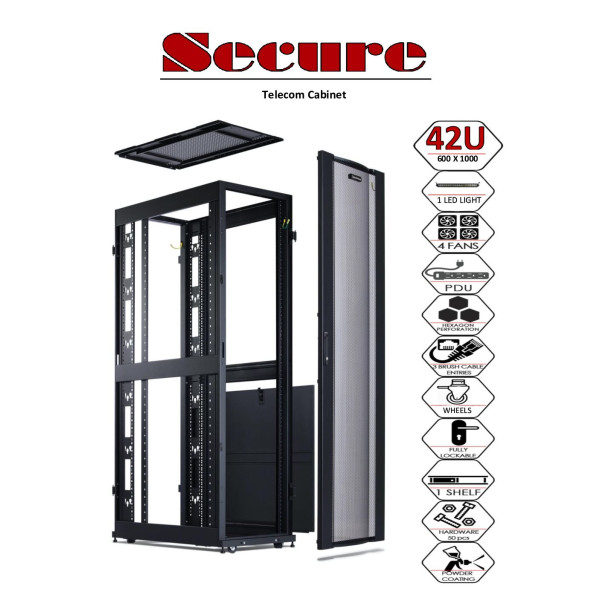 Safenet 42U (600x1000)mm Perforated Double Door Network Rack- SCP6142 - Image 4