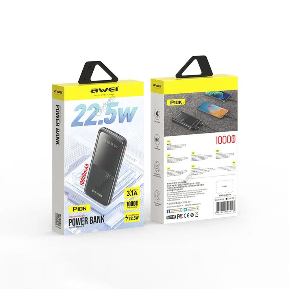Awei P10K 10000mAh 22.5W PD Fast Charging Power Bank - Image 4