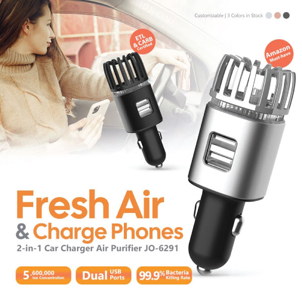 2-in-1 Car Charger Air Purifier JO-6291 JO-6291 ETL Version - Image 4