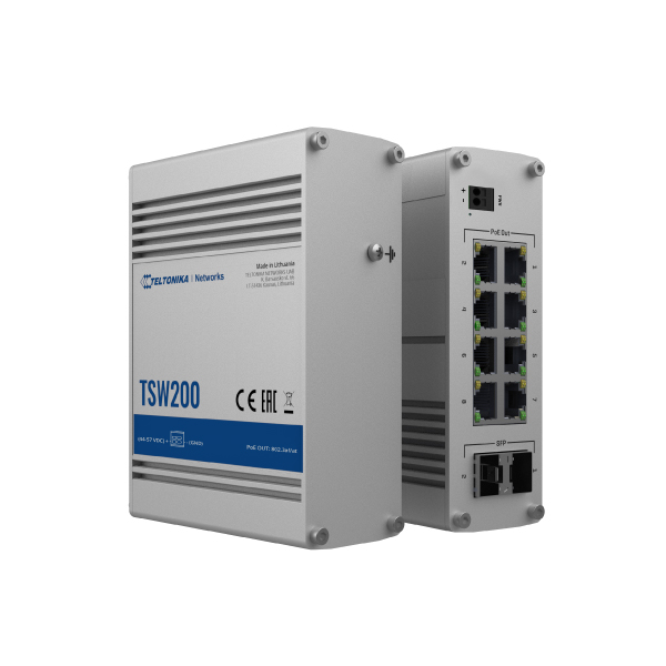 Teltonika INDUSTRIAL UNMANAGED POE+ SWITCH Model: TSW200 - Image 2