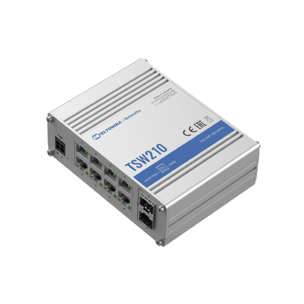 Teltonika INDUSTRIAL UNMANAGED POE+ SWITCH Model: TSW210