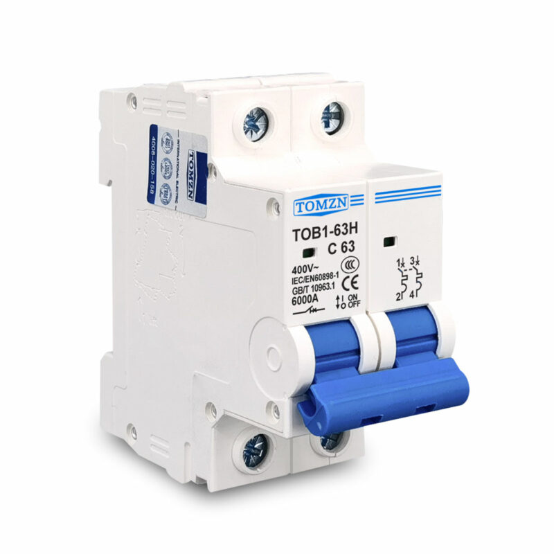 TOMZN TOB1-63H 2P AC MCB Miniature Circuit Breaker 6A-63A Overload & Short Circuit Protection - Image 2