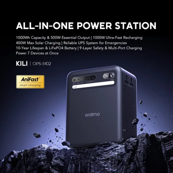 Oraimo KILI All-in-One Solar Power Station Inverter 500W, Lithium Battery 1000Wh - Image 2